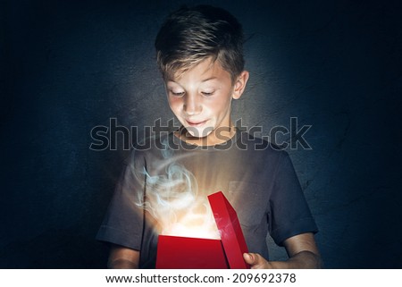 Child opens gift