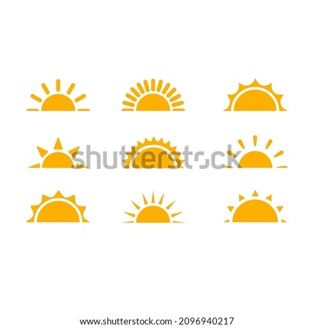 isolated half sun simple vector art, half sun vector set, separated layer, for design element and icons Royalty-Free Stock Photo #2096940217