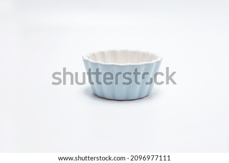 mini blue ceramic pie bowl  on white background
