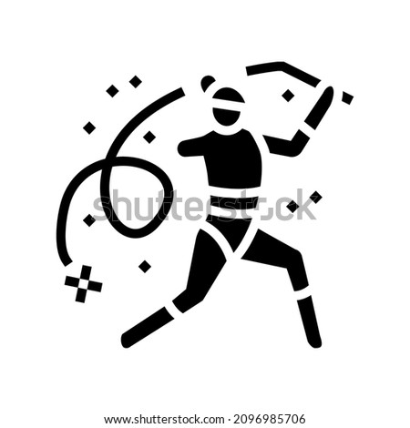 rhythmic gymnastics person with a disability athlete glyph icon vector. rhythmic gymnastics person with a disability athlete sign. isolated contour symbol black illustration