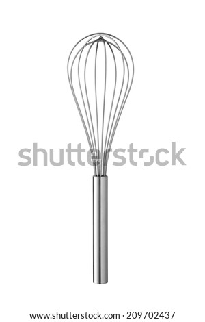 Stainless Steel Egg Whisk on  white background. Royalty-Free Stock Photo #209702437