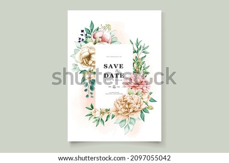 watercolor peony wedding invitation card set
