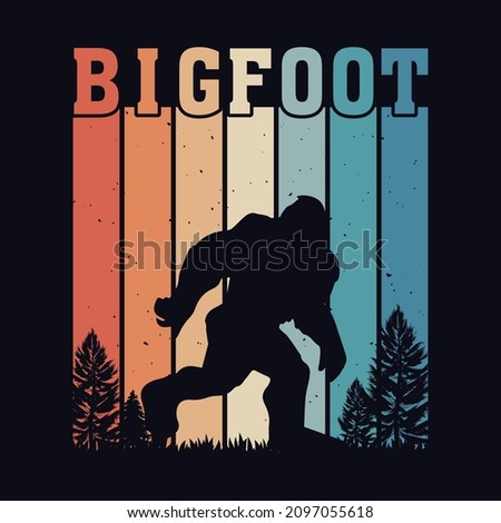Vintage, Retro Background Bigfoot T shirt design