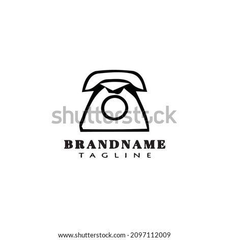 rotary phone cartoon logo icon design black modern isolated vector illustration