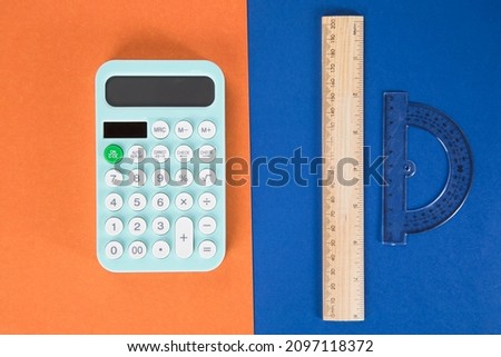 on the desktop rulers and calculator