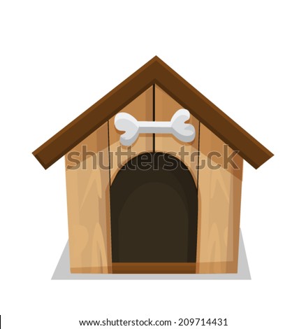 Dog House and Bone Isolated on White Background