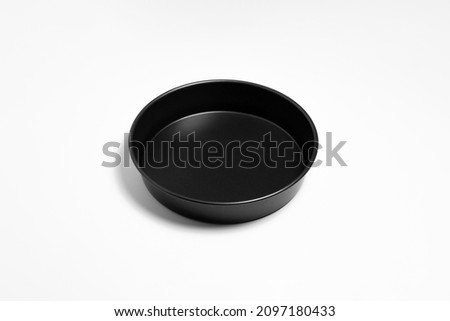 Metal baking dish isolated on white background.High resolution photo.Top view. Mock-up.