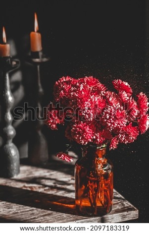 Bouquet of flowers, still life of chrysanthemums. In focus the front of chrysanthemums.