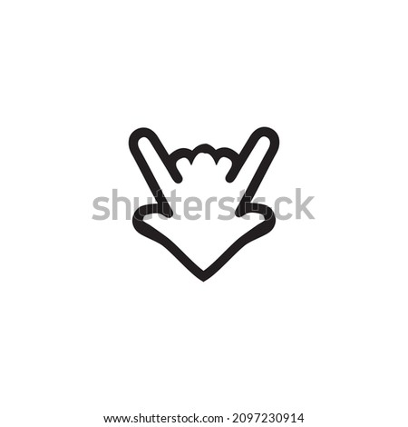 Rock hand icon. Simple style rock festival poster background symbol. Rock logo design element. Rock lover t-shirt printing. Vector for sticker.