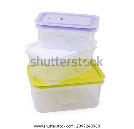 Black Plastic food container with cover on white background with clipping path