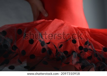 Upclose red and black dancers tutu