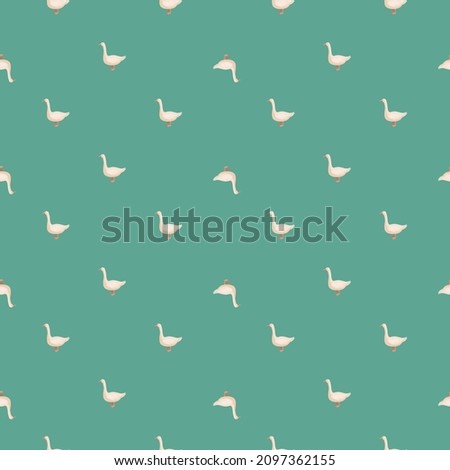 Seamless pattern of goose. Domestic animals on colorful background. Vector illustration for textile prints, fabric, banners, backdrops and wallpapers.