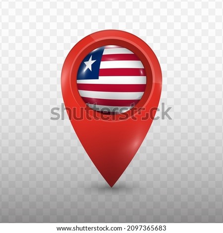 Location Flag of Liberia with red color and transparent background (PNG), Vector Illustration.