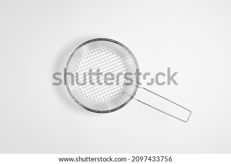 Frying net basket isolated on white background.High resolution photo.Top view. Mock-up.