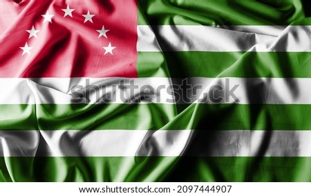 Abkhazia flag waving Celebration, Beautifully waving flag Close up of flag.

