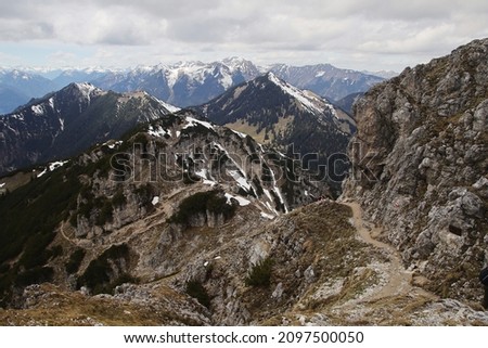 View from Kreuzeck mountain to Bavarian Alps, Upper Bavaria, Germany	 Royalty-Free Stock Photo #2097500050