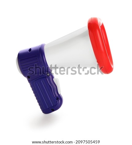 Toy megaphone on white background