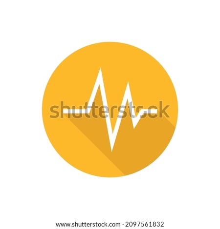 Heart beat line flat icon with shadow
