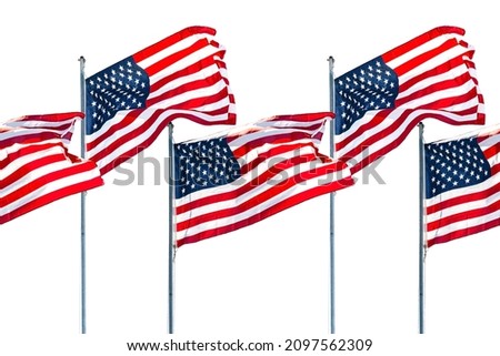  Isolated american flags on white background