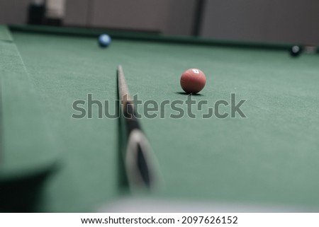 Snooker ball on snooker table, Snooker or Pool game on green table, International sport.