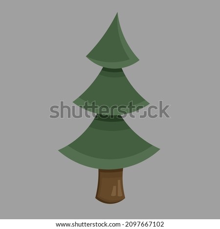 Christmas tree. A cheerful Christmas tree made of triangles. Raster cartoon illustration. Isolated on a gray background.