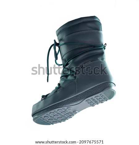 Blue Snow boots, women's fashion, warm boots, moon boot, snow shoes, product photography