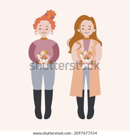 Two girls in spring or autumn outfit