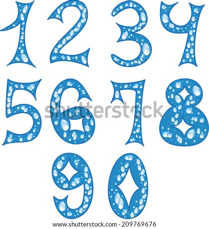 blue numbers with raindrops