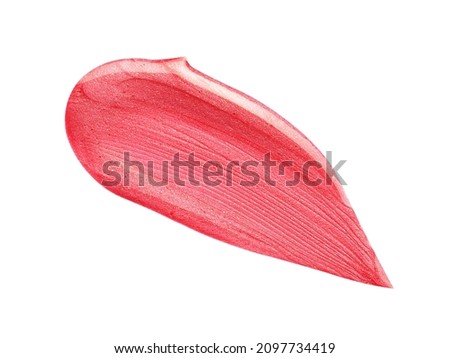 Smudged pink lip gloss sample isolated on white background Royalty-Free Stock Photo #2097734419