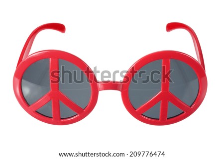Sunglasses with Peace Sign on White Background