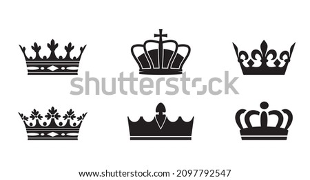 Set black crown Icons. Vector Illustration. Royalty-Free Stock Photo #2097792547