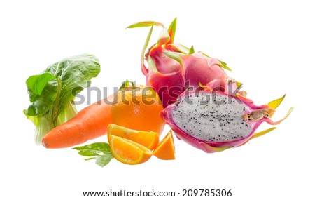 fresh Fruit and vegetable food isolated on white background