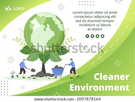 Save Planet Earth Brochure Template Flat Design Environment With Eco Friendly Editable Illustration Square Background to Social Media or Greeting Card