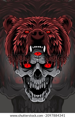 Bear with skull vector illustration