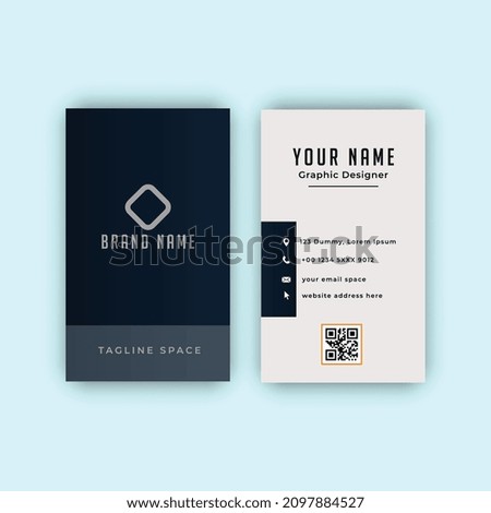 Vertical business card print template. Personal business card Clean flat design. Vector illustration. Business card mockup