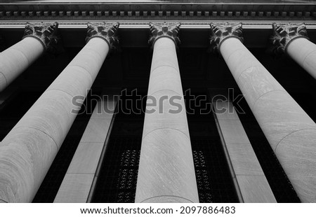 Courthouse Building Columns In The City. 