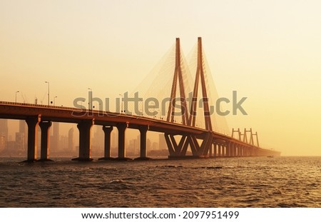Bandra Worli Sea Link. Cable-stayed bridge in Mumbai Royalty-Free Stock Photo #2097951499