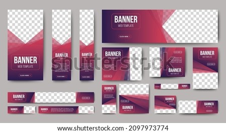 set of creative web banners of standard size with a place for photos. Vertical, horizontal and square template. vector eps 10