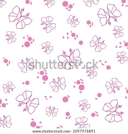 geometric butterfly seamless pattern, pink lines, pink background