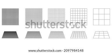 Grid in different planes vector set. Grid templates, and Graph paper. Square grid lines black background  Royalty-Free Stock Photo #2097984148