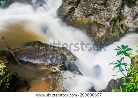 Beautiful water flowing at Maesa Noi waterfall, Thailand