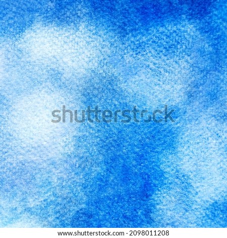 Blue watercolor background. Handmade background of paint brush art texture. Close-up.