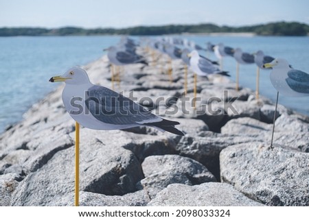 Works on permanent display at Ohura Beach, Sakushima, an island of healing and art in Aichi Prefecture. Royalty-Free Stock Photo #2098033324