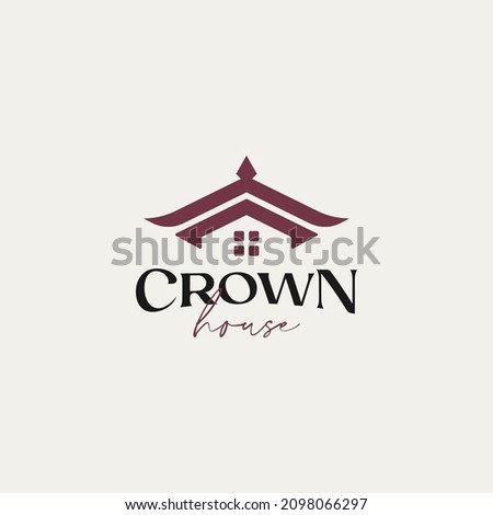 Roof House with Crown Logo Template