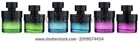 3d render cosmetics bottles, tubes, perfume 