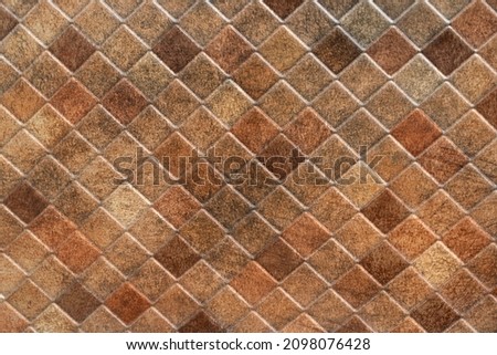 Checkered seamless tile background. Abstract digital geometric pattern, futuristic brown gradient texture. Monochrome illustration 