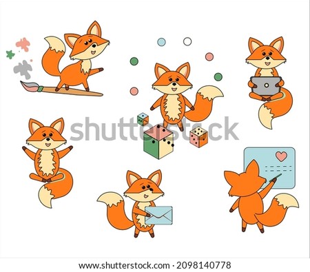 character design foxes. children's illustration