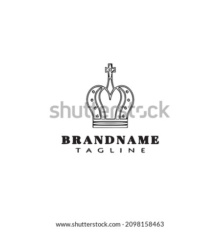 vintage crown logo cartoon icon design template black modern vector illustration