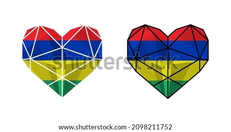 Bright modern heart in colors of national flag. National clip art. Mauritius