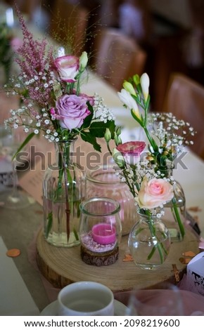 floral wedding table decoration for guests and bride and groom